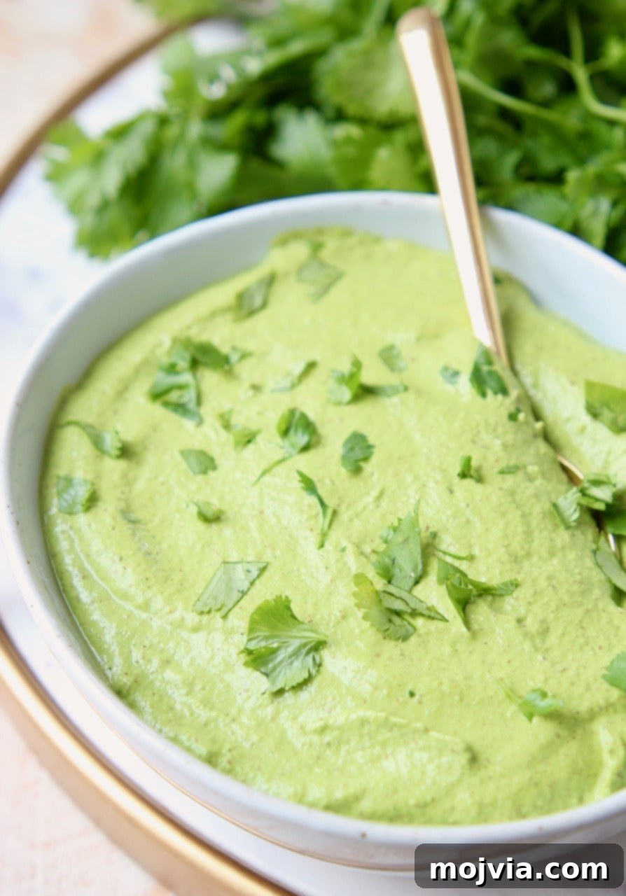 Zesty Cilantro Pesto 3 A second shot of cilantro lime pesto in a bowl with a gold spoon, emphasizing its rich texture and color