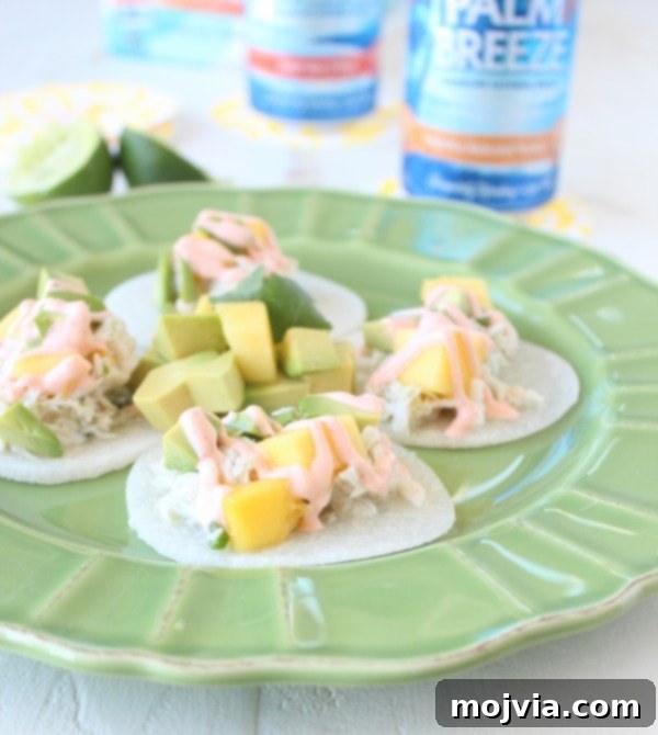Crisp Jicama Crab Tacos 2 Jicama Crab Tacos Recipe - beautifully plated on a wooden board ready to be served