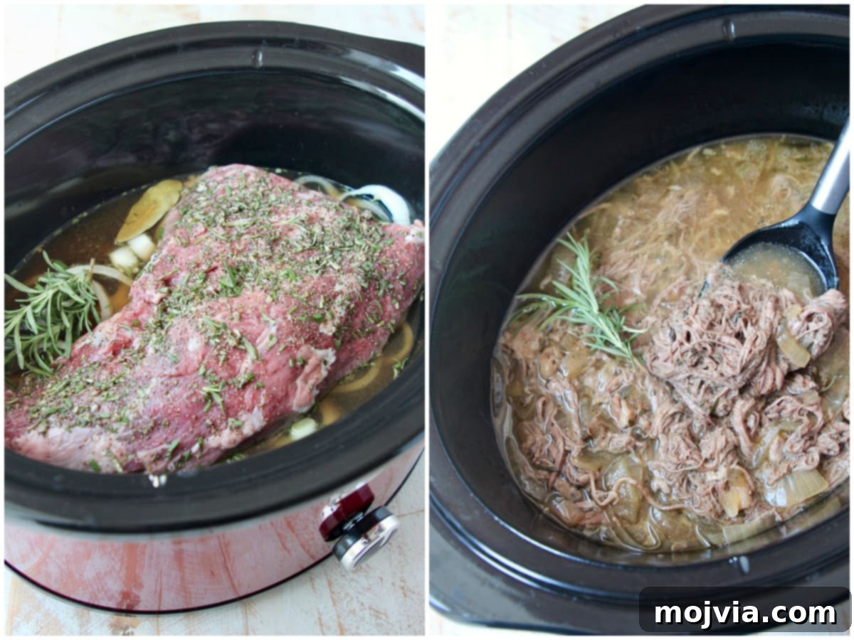 Rosemary garlic tri tip in crock pot