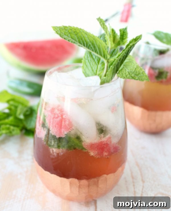 Crimson Kick Mojito 2 Watermelon Jalapeno Mojito, a refreshing summer cocktail