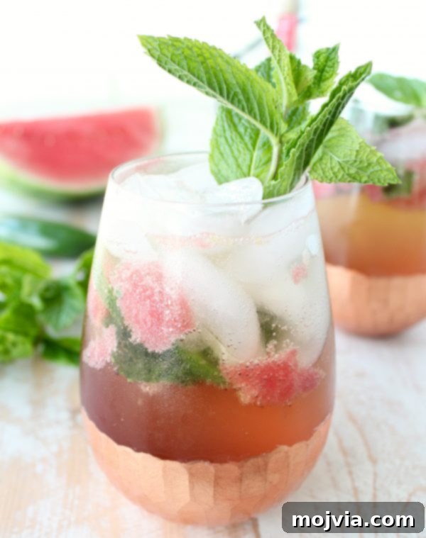 Crimson Kick Mojito 9 Close-up of a Watermelon Jalapeno Mojito mocktail