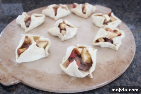 Creamy Apple Cinnamon Danish Delight 10 Corners of the crescent dough folded into the center over the filling