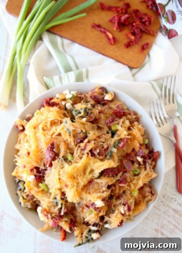 Sun-Kissed Mediterranean Spaghetti Squash 2 Close-up of Mediterranean Spaghetti Squash dish ready to serve