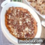 Baked Sweet Potato and Three Cheese Dip Recipe, topped with pecans