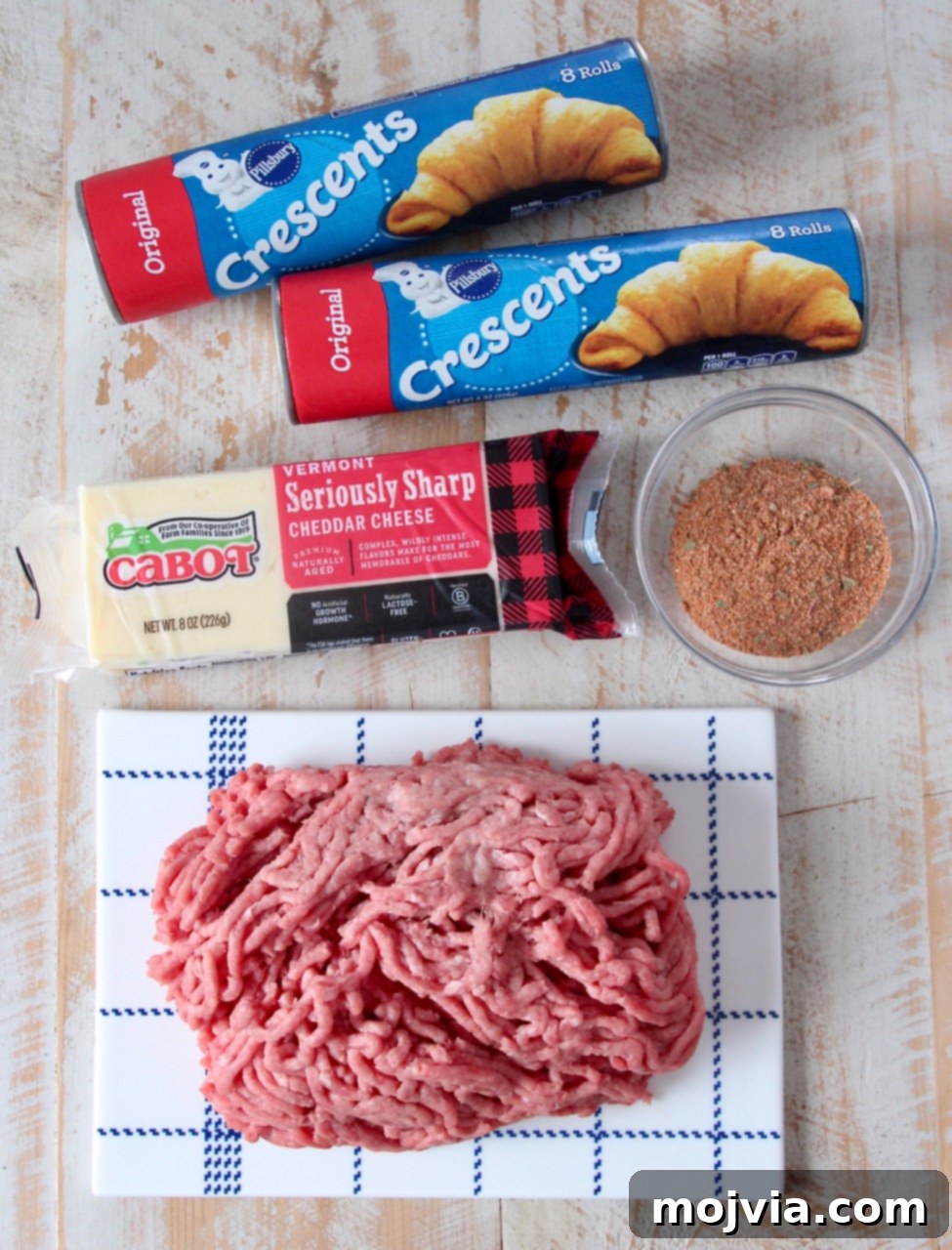 Taco Roll-Up Bites 3 ingredients for taco crescent rolls