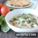 Bruschetta Cheese Dip served in a bowl