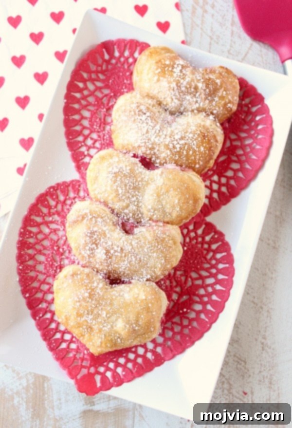Strawberry Cheesecake Puff Pastry Hearts 2 Heart Shaped Strawberry Cheesecake Puff Pastry Pies - A delightful dessert
