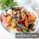 Thai Peanut Pineapple Veggie Rice Bowl final dish