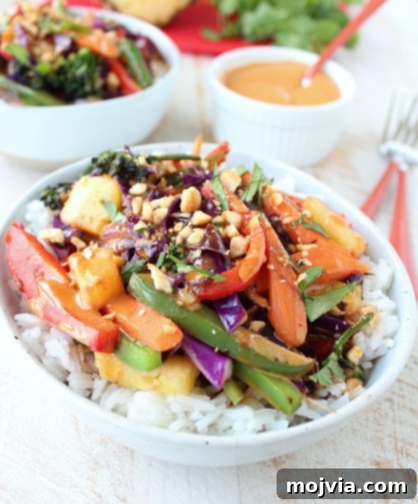 Vibrant Thai Peanut Pineapple Bowl 5 Bright and colorful Thai Peanut Pineapple Veggie Rice Bowl