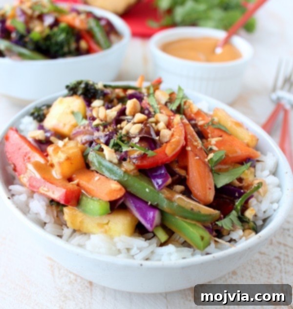 Vibrant Thai Peanut Pineapple Bowl 10 Another perspective of a delicious Thai Peanut Pineapple Veggie Rice Bowl