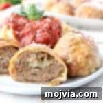 Mozzarella Stuffed Meatball Wellington Recipe
