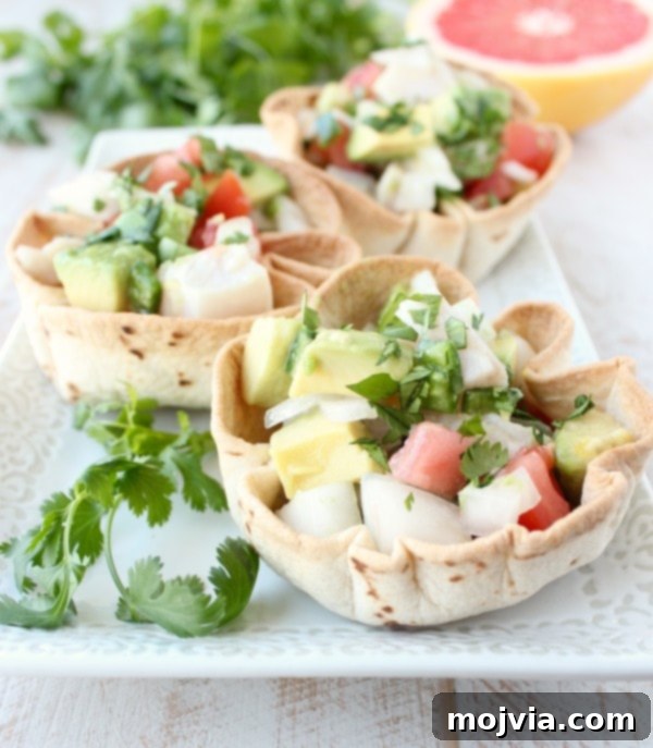 Fiesta Ceviche Bowls 11 Beautifully presented Mahi Mahi Ceviche Taco Bowls with a rustic background