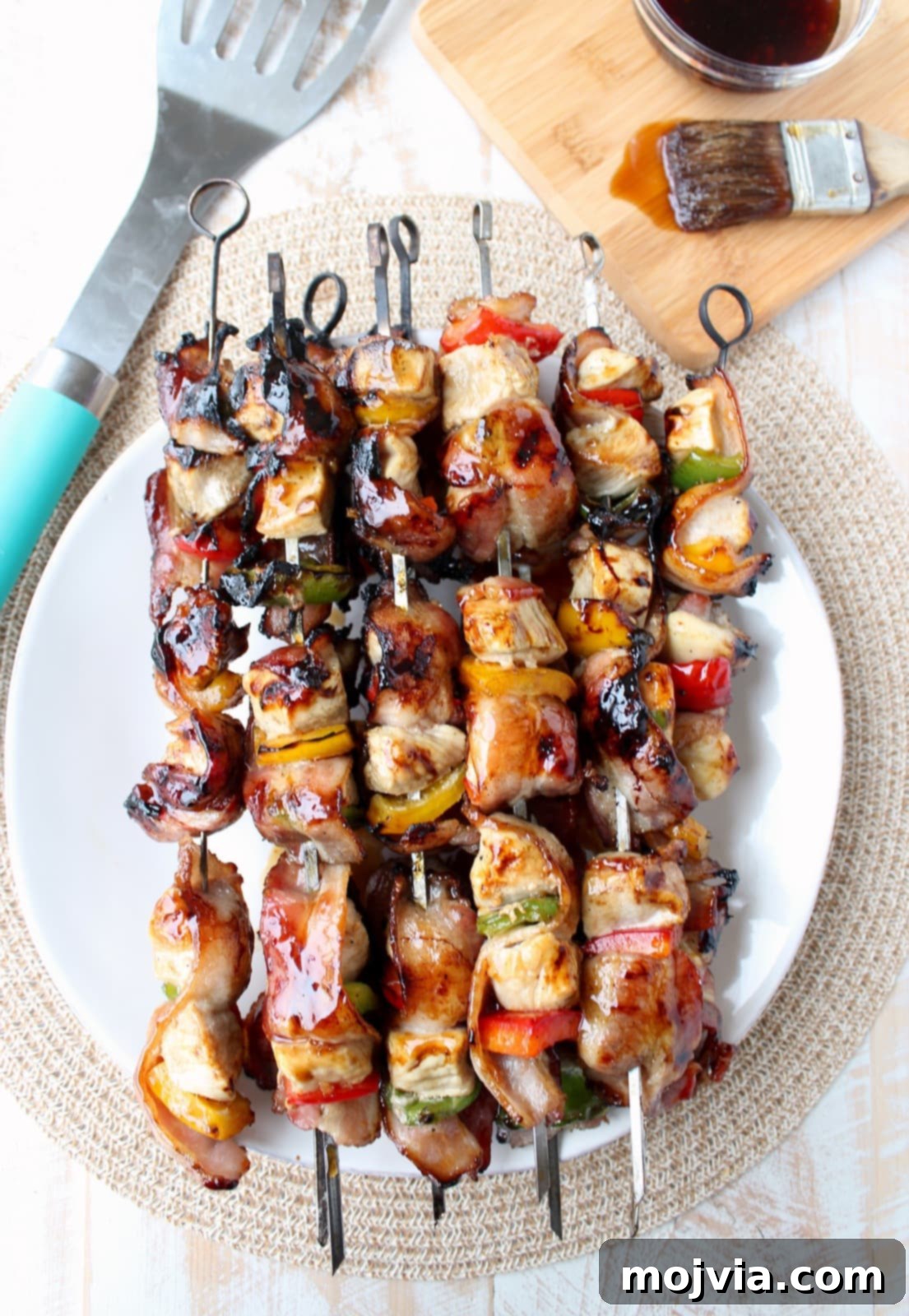 Grilled Bacon Wrapped Teriyaki Chicken Skewer Recipe