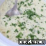 Set It and Forget It Green Chile Queso Blanco 9 Queso blanco in a slow cooker, garnished with fresh cilantro, with a serving spoon.