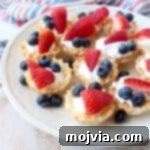 Berry Cream Fillo Baskets are a deliciously simple dessert, made in only 10 minutes, they're perfect for Memorial Day, 4th of July or Summer BBQ's!