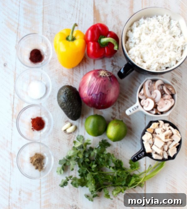 Sizzling Turkey Fajita Rice Bowl 5 A beautifully presented Turkey Fajita Rice Bowl, ready to be enjoyed