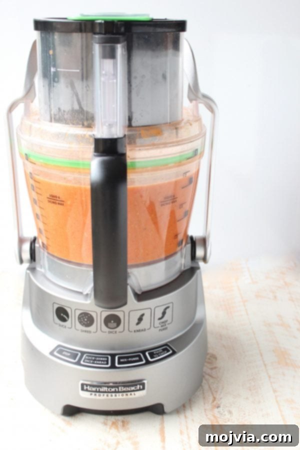 Fire-Kissed Tomato Bisque 7 pureed tomato soup in a food processor