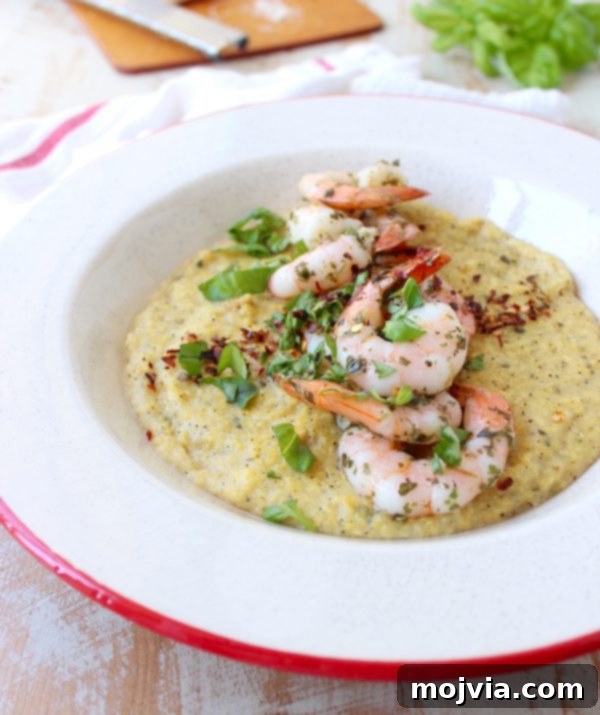 Serve this easy Gluten-Free Italian Shrimp & Polenta, quickly made in a rice cooker with minimal effort and cleanup.