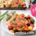 Sheet Pan Salmon with Thai Sweet Chili Sauce - a quick and healthy complete meal.