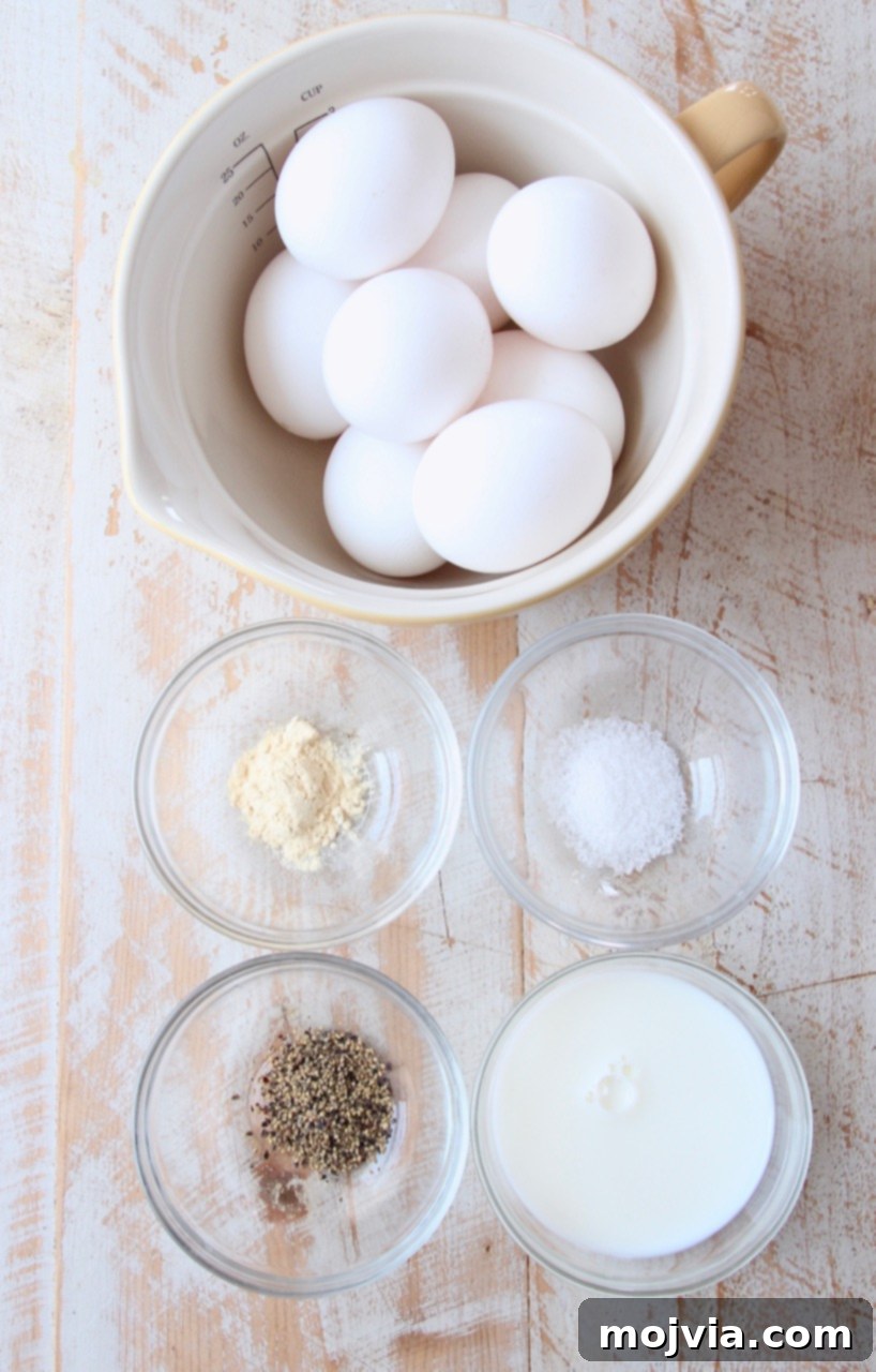 A selection of fresh ingredients laid out for making delicious and healthy egg muffins