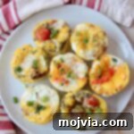 Egg muffins on white plate, an easy and healthy breakfast idea