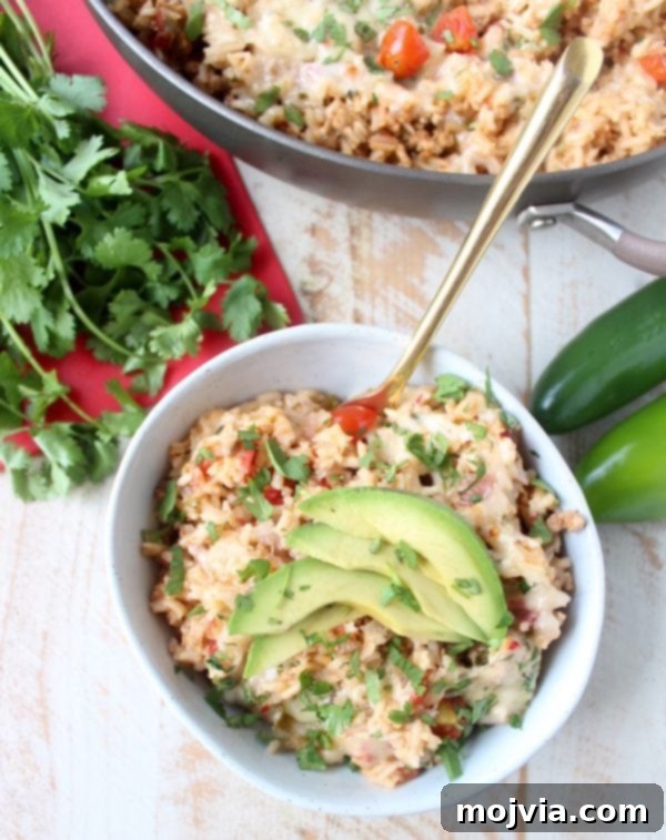 One Pan Zesty Turkey Taco Rice 8 Full view of the One Pot Turkey Taco Rice Skillet in the pan, highlighting its delicious and family-friendly appeal