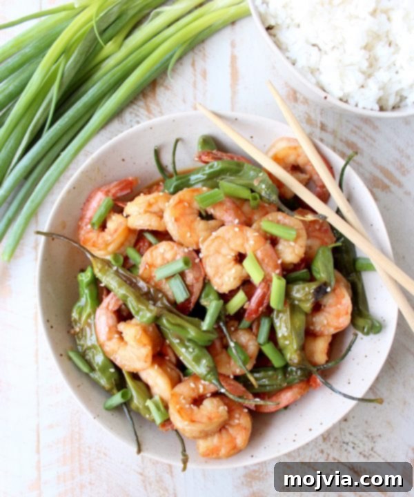 Sizzling Shishito Shrimp Stir Fry 8 In only 15 minutes, with just 8 ingredients, you can make this super simple and delicious Shrimp Stir Fry recipe with Shishito Peppers!