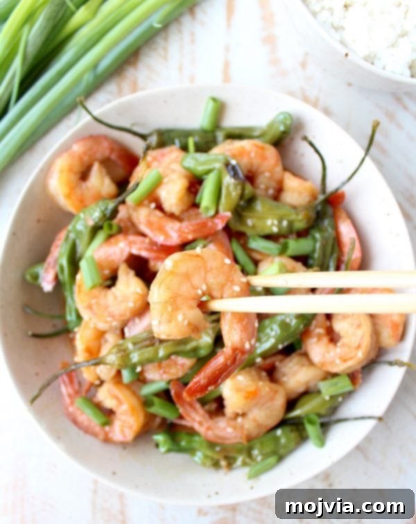 Sizzling Shishito Shrimp Stir Fry 9 In only 15 minutes, with just 8 ingredients, you can make this super simple and delicious Shrimp Stir Fry recipe with Shishito Peppers!