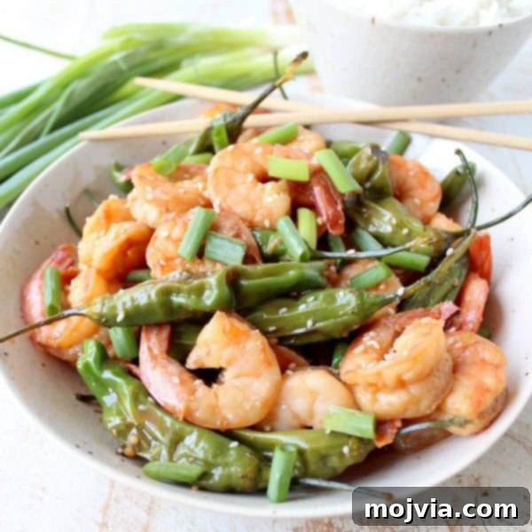Sizzling Shishito Shrimp Stir Fry 10 In only 15 minutes, with just 8 ingredients, you can make this super simple and delicious Shrimp Stir Fry recipe with Shishito Peppers!