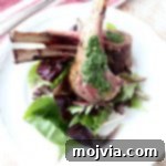 Herb Butter Roasted Rack of Lamb with Mint Chimichurri