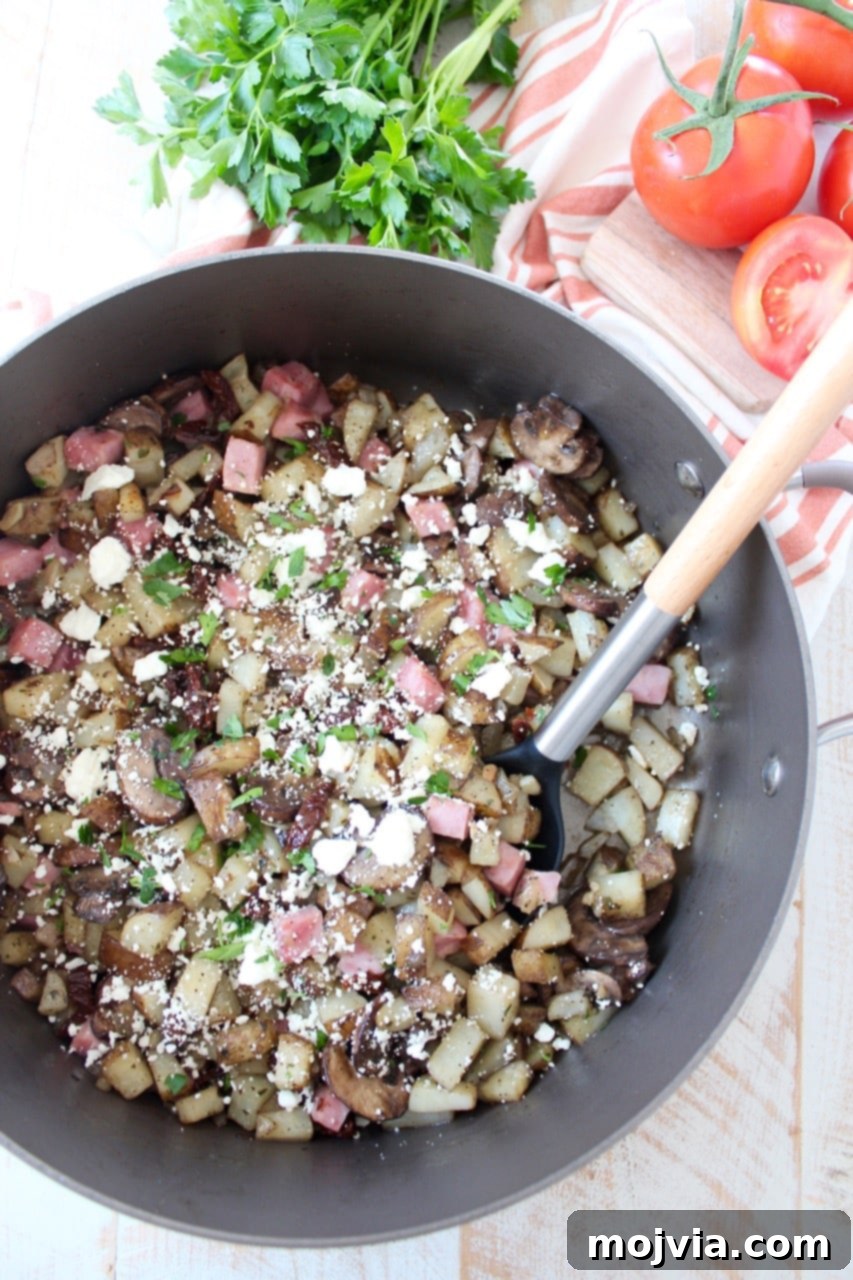 Potato and Ham Hash: Three Creative Twists 4 Ham hash is made in just 30 minutes for an easy breakfast anytime! With just a few different ingredients, you can transform this recipe three ways, into an Italian, Mexican or Greek hash.