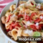 Boozy Italian Pasta 10 prepared Italian drunken noodles in bowl with fork
