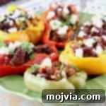 Grilled Chorizo Stuffed Bell Peppers with Cotija Cheese and Cilantro