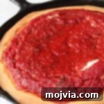 Deep Dish Pizza Recipe, Cast Iron Skillet Pizza Recipe, Deep Dish Pepperoni Pizza Recipe, Chunky Pizza Sauce