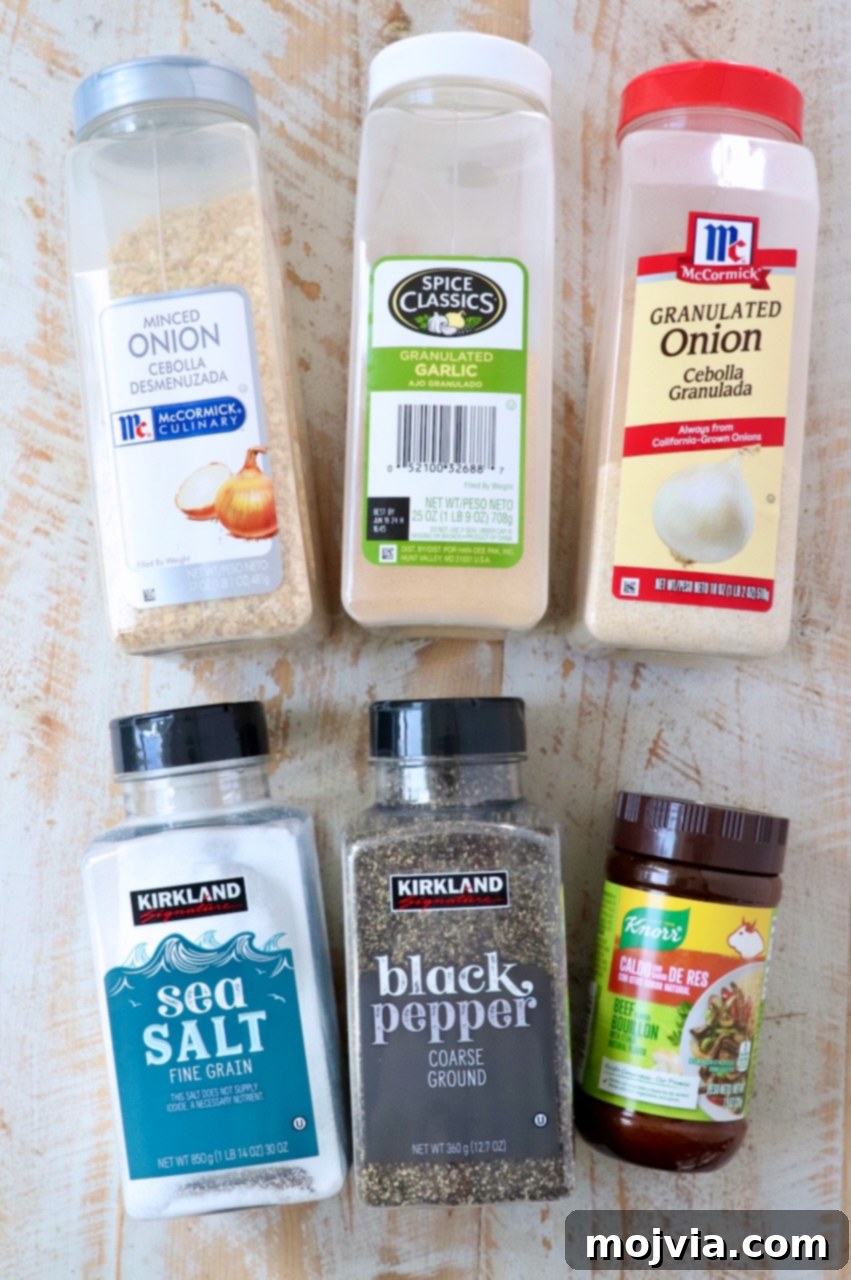Classic French Onion Dip Mix 3 spices for french onion dip mix on white wood board