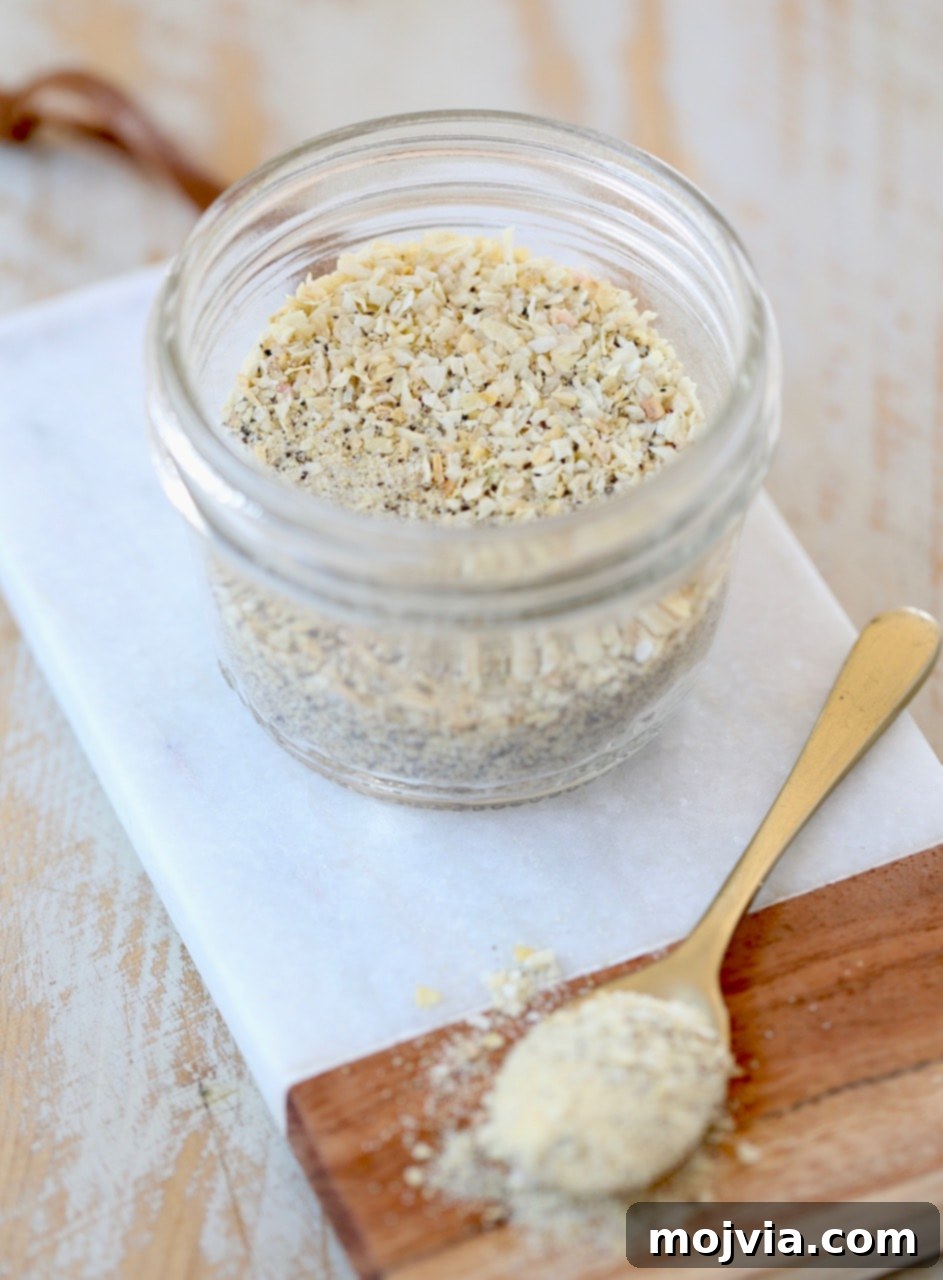 Classic French Onion Dip Mix 5 French Onion Dip Mix in Mason Jar on Marble Cutting Board