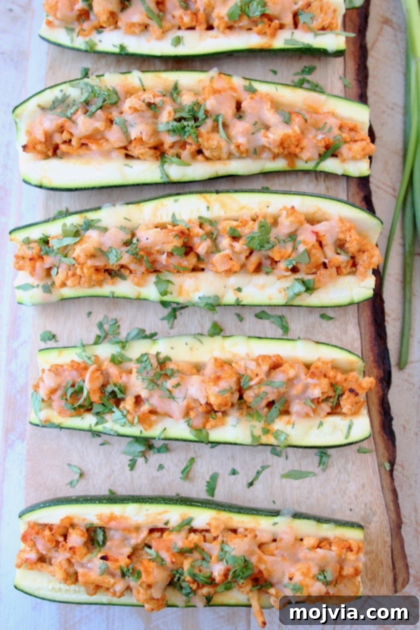 Tangy Buffalo Chicken Zucchini Bake 5 Buffalo Chicken Stuffed Zucchini with Fresh Cilantro