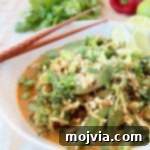 Zucchini Noodle Pad Thai: A Fresh Vegan Spin 5 Vegan Pad Thai with Zoodles, Sugar Snap Peas, Broccoli, Scallions, Red Bell Pepper and Limes