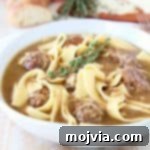 Hearty Slow Cooker French Onion Meatball Soup 2 French Onion Meatball Soup