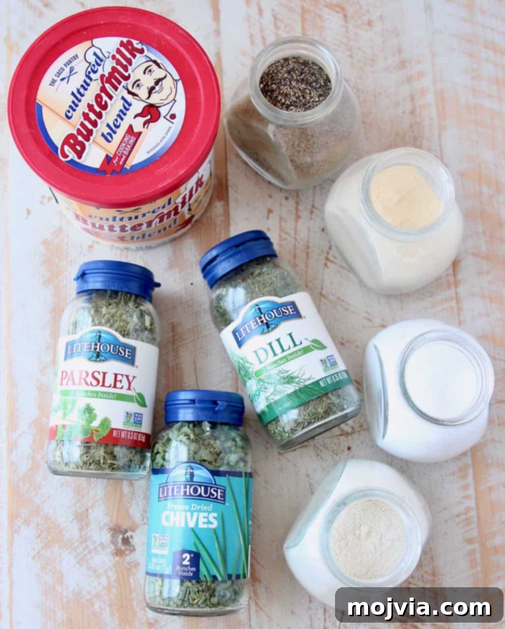 Ultimate Homemade Ranch Spice Blend 4 Close up of various ingredients for ranch seasoning mix