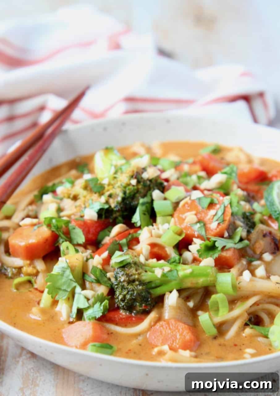 Vegetables in massaman curry sauce in bowl