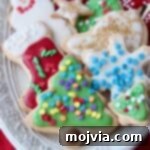 decorated holiday sugar cookies on plate