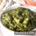 Palak Paneer in white bowl