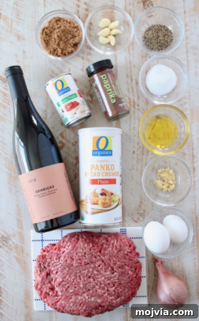 Red Wine Infused BBQ Beef Meatballs 3 ingredients for beef meatballs with bbq sauce
