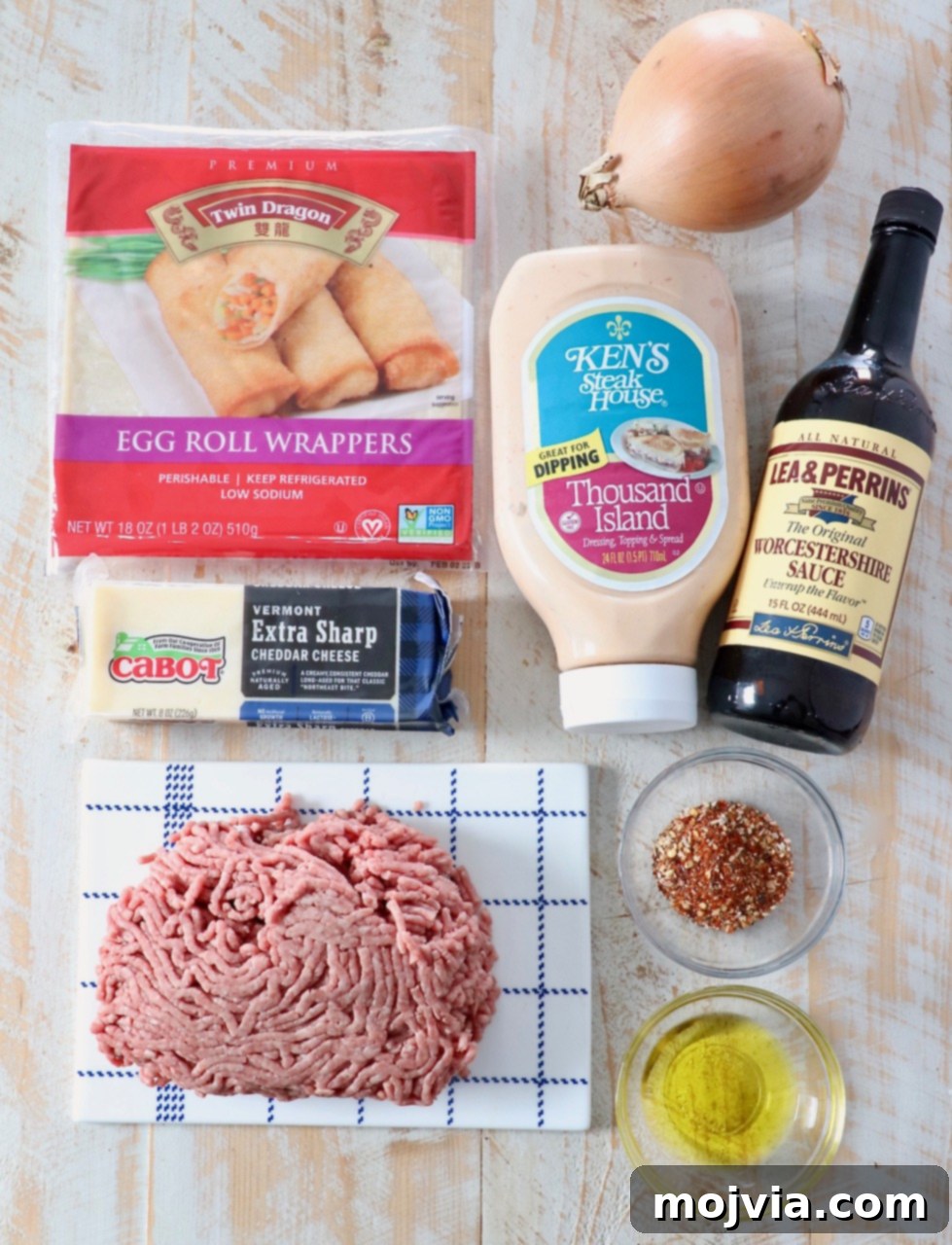 Crispy Cheeseburger Egg Rolls Air Fryer Pan Fry 3 cheeseburger egg roll ingredients
