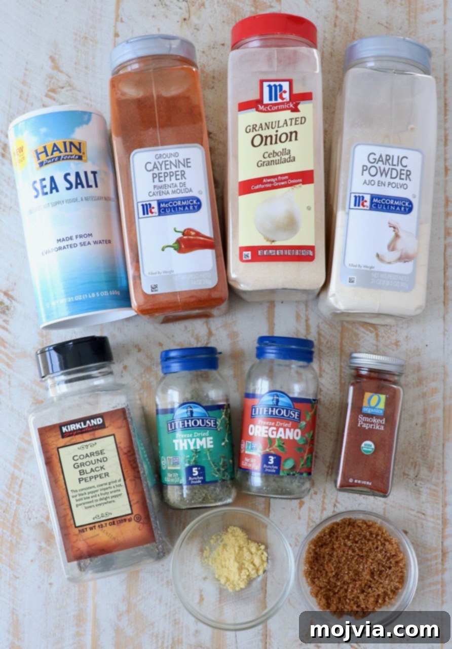 Ultimate Pork Chop Rub 3 Close-up of individual spices like smoked paprika, garlic powder, and dried herbs that make up the homemade pork chop seasoning.