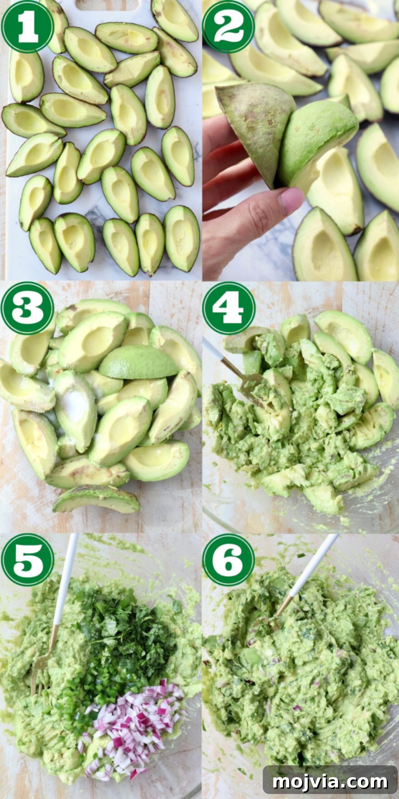 collage of images showing how to make guacamole