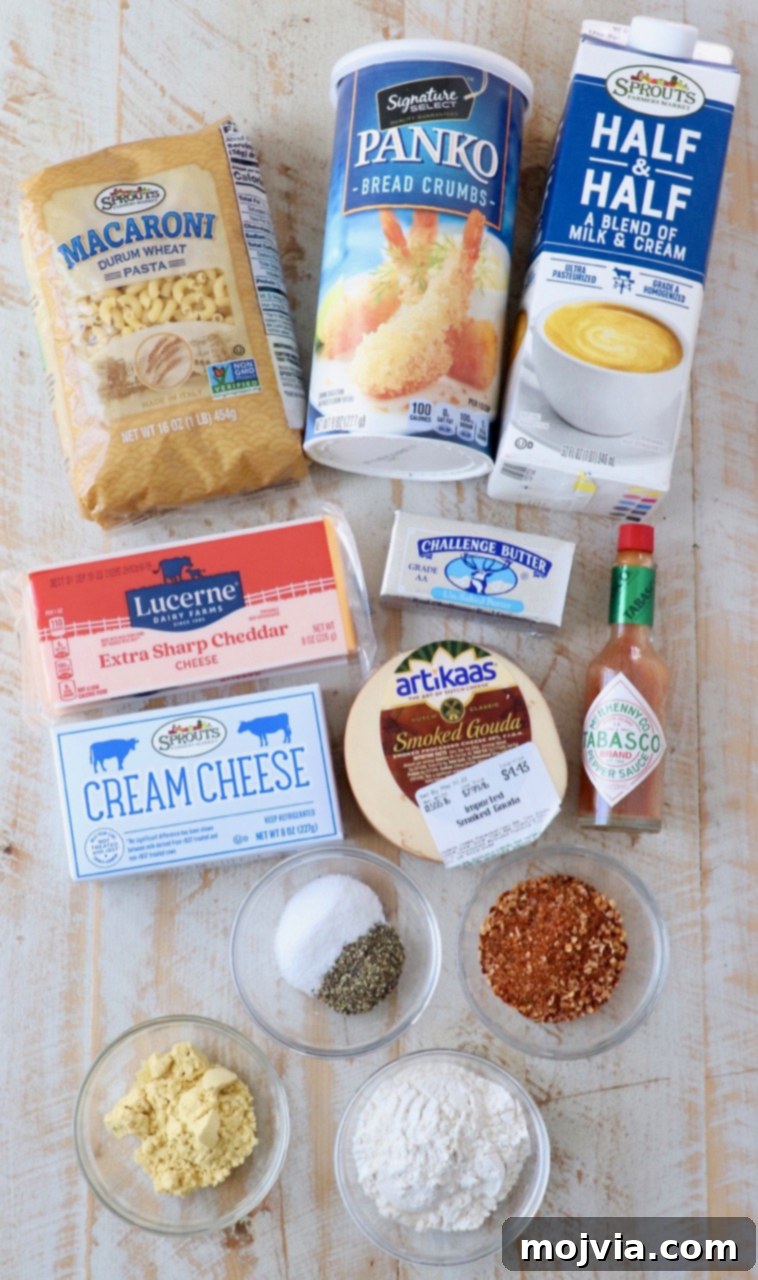 Velvet Smoke Mac 3 ingredients for mac and cheese