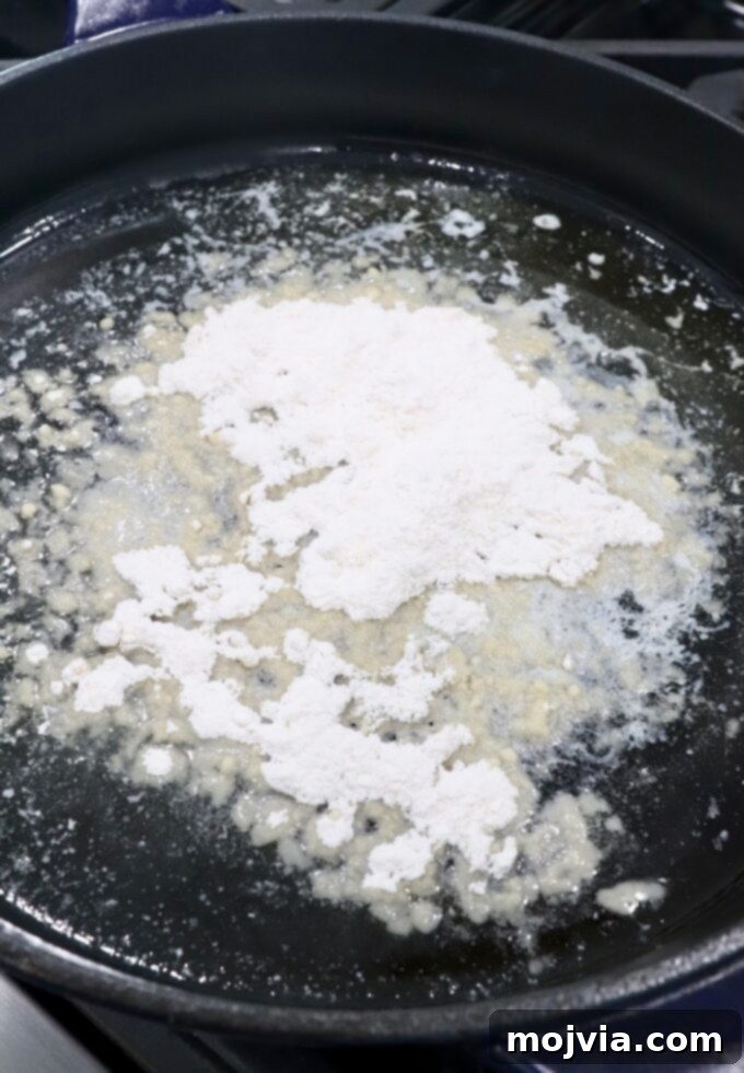 Velvet Smoke Mac 5 melted butter and flour in skilet