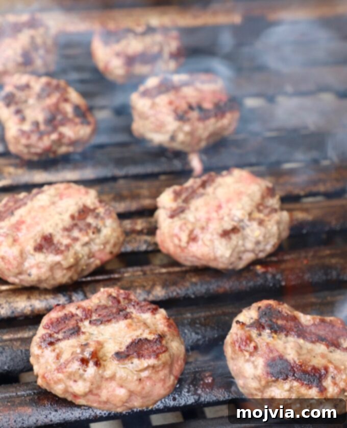 slider burgers on grill